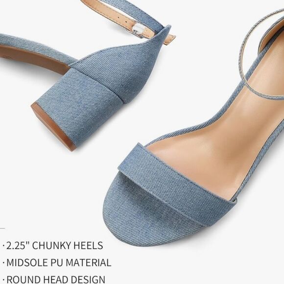 BRAND NEW WELLSFOUNTN DENIM MATERIALS LOW-HEEL SANDAL - Picture 13 of 13